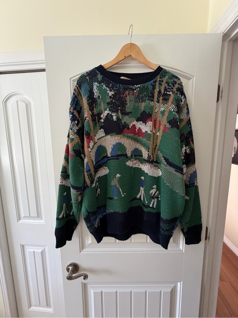 Vintage All Over Knit Cotton Golf Sweater size Xl